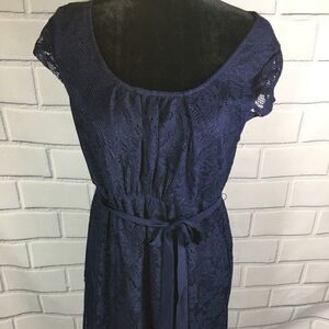 Two hearts maternity blue lace lined dress Sz M